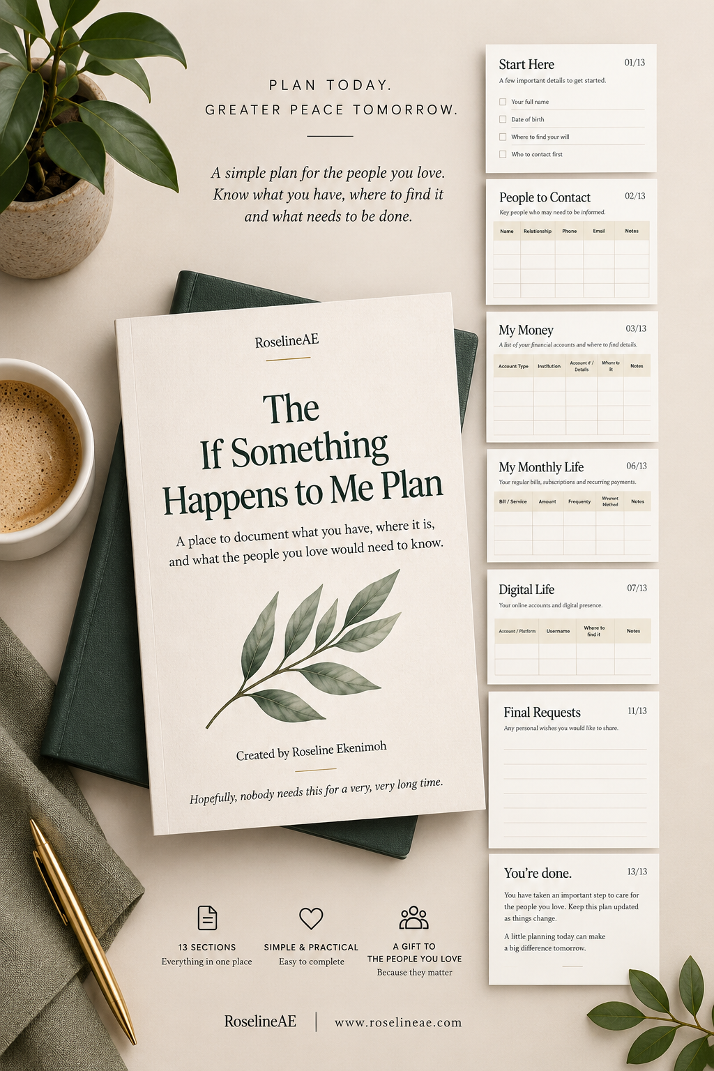 Preview of The If Something Happens to Me Plan printable planner